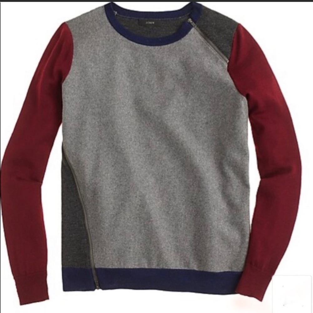 J. Crew Merino Wool Asymmetrical Zip Sweater